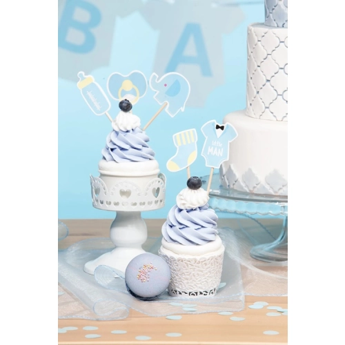 Topper piker ozdoby na tort babeczki dekoracje na roczek baby shower zestaw dla chłopca 5 sztuk
